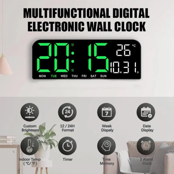 Large LED Digital Wall Clock