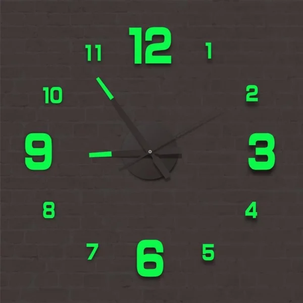 3D Luminous Frameless Wall Clock Sticker