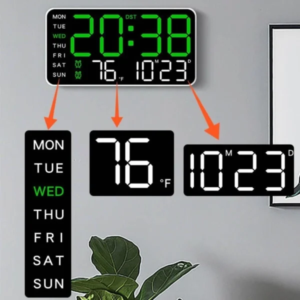 YANN LED Digital Wall Clock L21.5cm W2.7cm H11cm