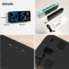 LED Digital Alarm Wall Clock L24cm W3cm H9cm
