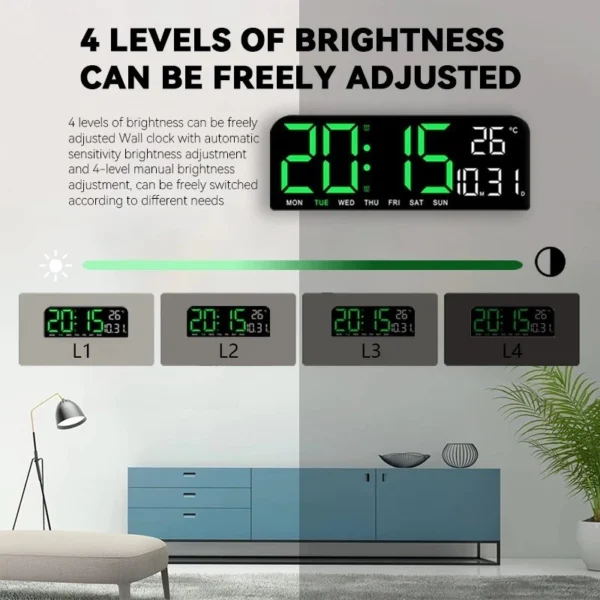 Large LED Digital Wall Clock