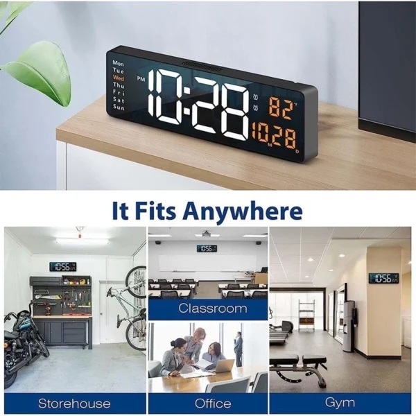 Large LED Digital Alarm Wall Clock L23cm H7cm