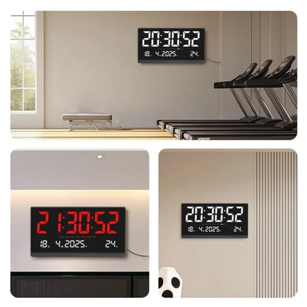 LED Digital Wall Alarm Clock L48cm W2.5cm H25cm