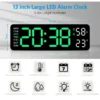 Large LED Digital Alarm Wall Clock L23cm H7cm