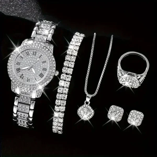 6Pcs Women Rhinestone Watch Set
