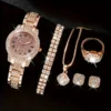 6Pcs Women Rhinestone Watch Set